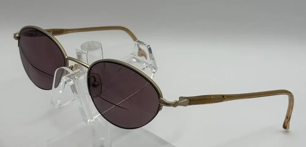 First Issue Gold Oval Sunglasses Purple Lenses